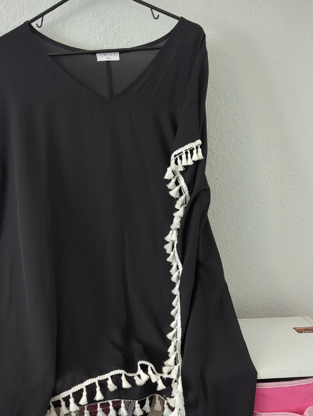 Avenue Black Tunic with White Tassel Trim